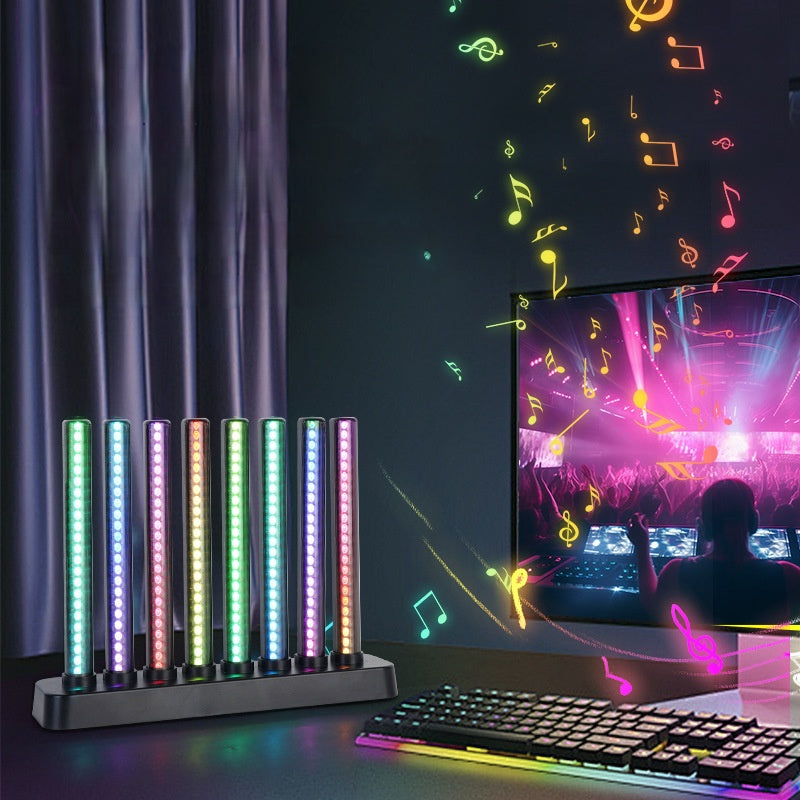 ストリップ型 RGB デスク雰囲気ライト スマートカラー ABS、音楽リズムに合わせる電競用寝室デスク雰囲気ライト