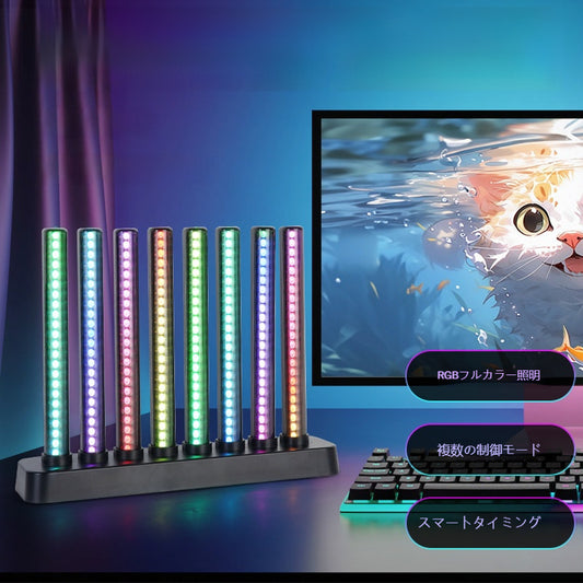 ストリップ型 RGB デスク雰囲気ライト スマートカラー ABS、音楽リズムに合わせる電競用寝室デスク雰囲気ライト