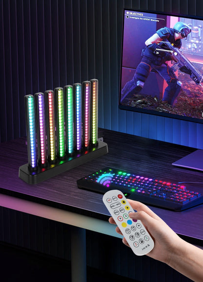 ストリップ型 RGB デスク雰囲気ライト スマートカラー ABS、音楽リズムに合わせる電競用寝室デスク雰囲気ライト